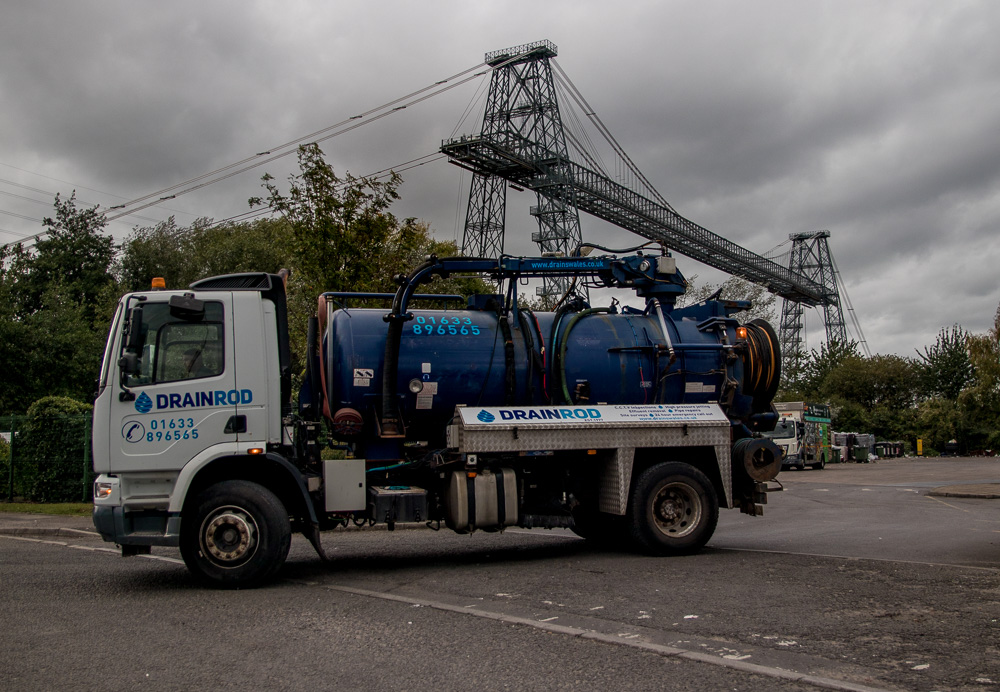 Drainrod Ltd at Newport Transporter Bridge - High volume Jet vac gully sucker