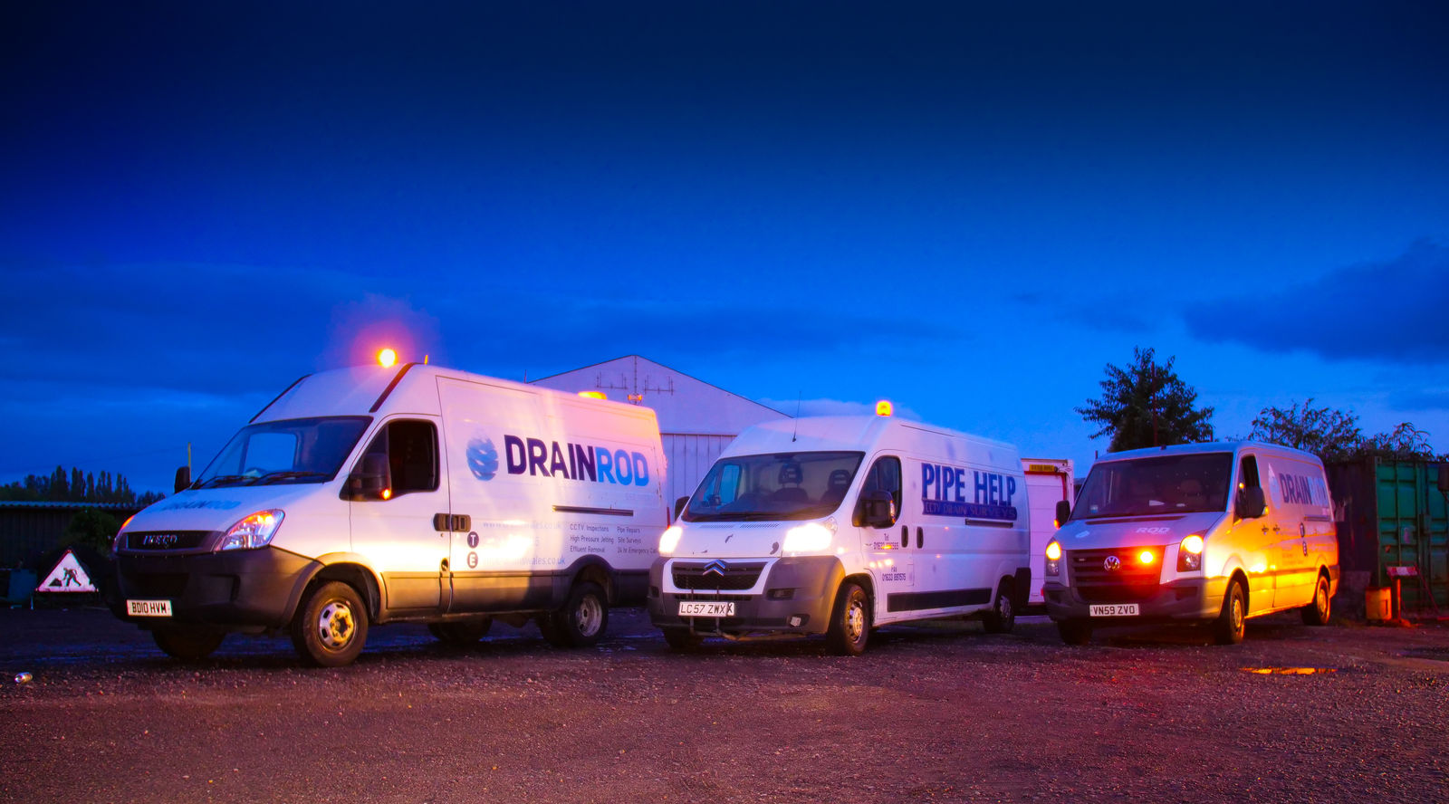 Drainrod ltd's drain cleaning van units at the HQ in Newport, South Wales